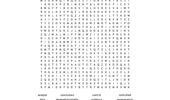 Scientific method word search answer key