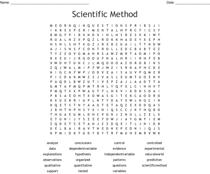 Scientific method word search answer key